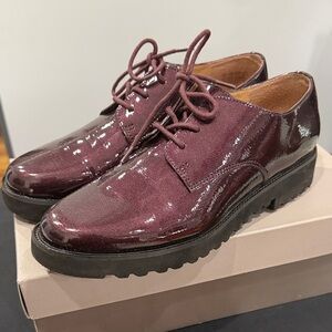 Franco Sarto Corey Women's Burgundy Patent Leather Lace-Up Flats